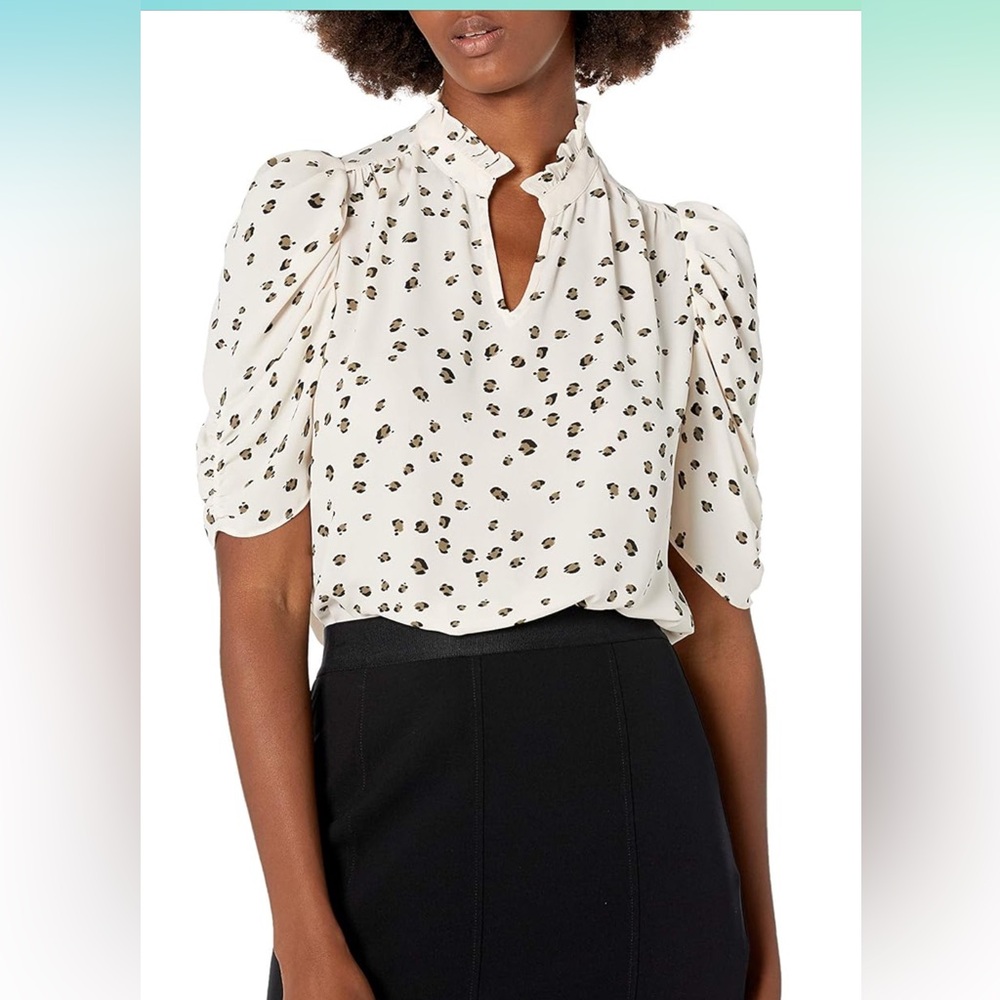 Georgette half sleeve ruffle blouse NWT